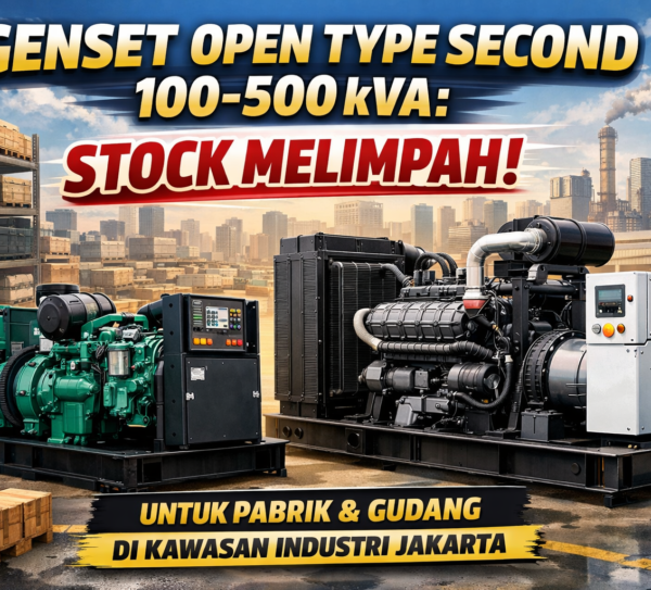 Genset Open Type Second 100-500 kVA Stock Melimpah untuk Pabrik dan Gudang di Kawasan Industri Jakarta
